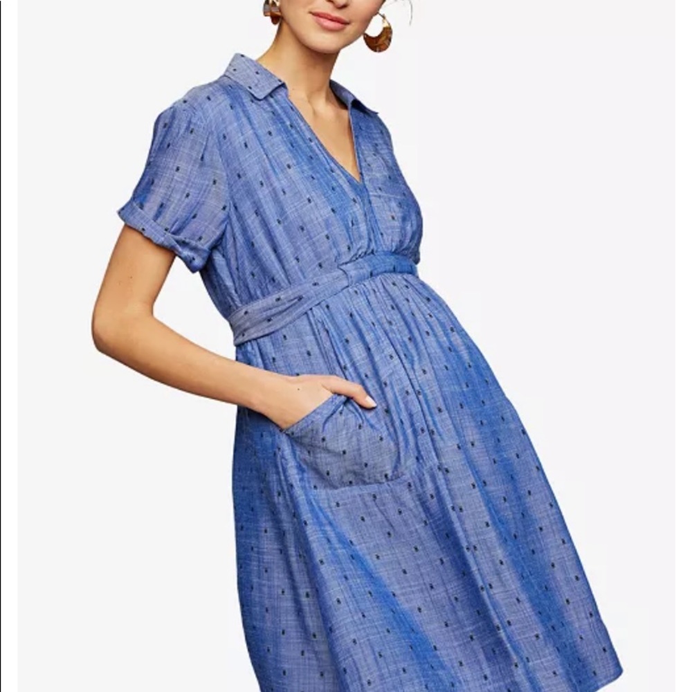 A Ped in the pod chambray tie back Maternity dress size Med